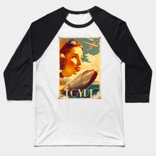 Egypt Pilot Vintage Travel Art Poster Baseball T-Shirt